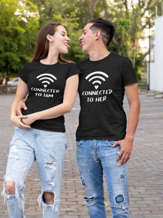 CONNECTED HIM/HER COUPLE T-SHIRT