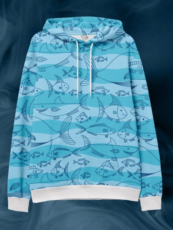 FISH SHARK PRINTED HOODIE