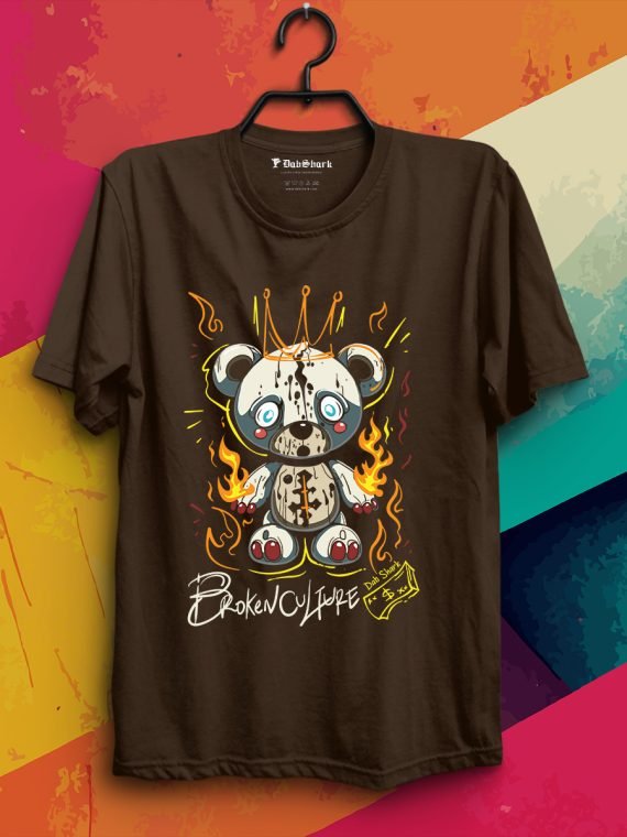 BROKEN CULTURE BROWN COTTON T-SHIRT